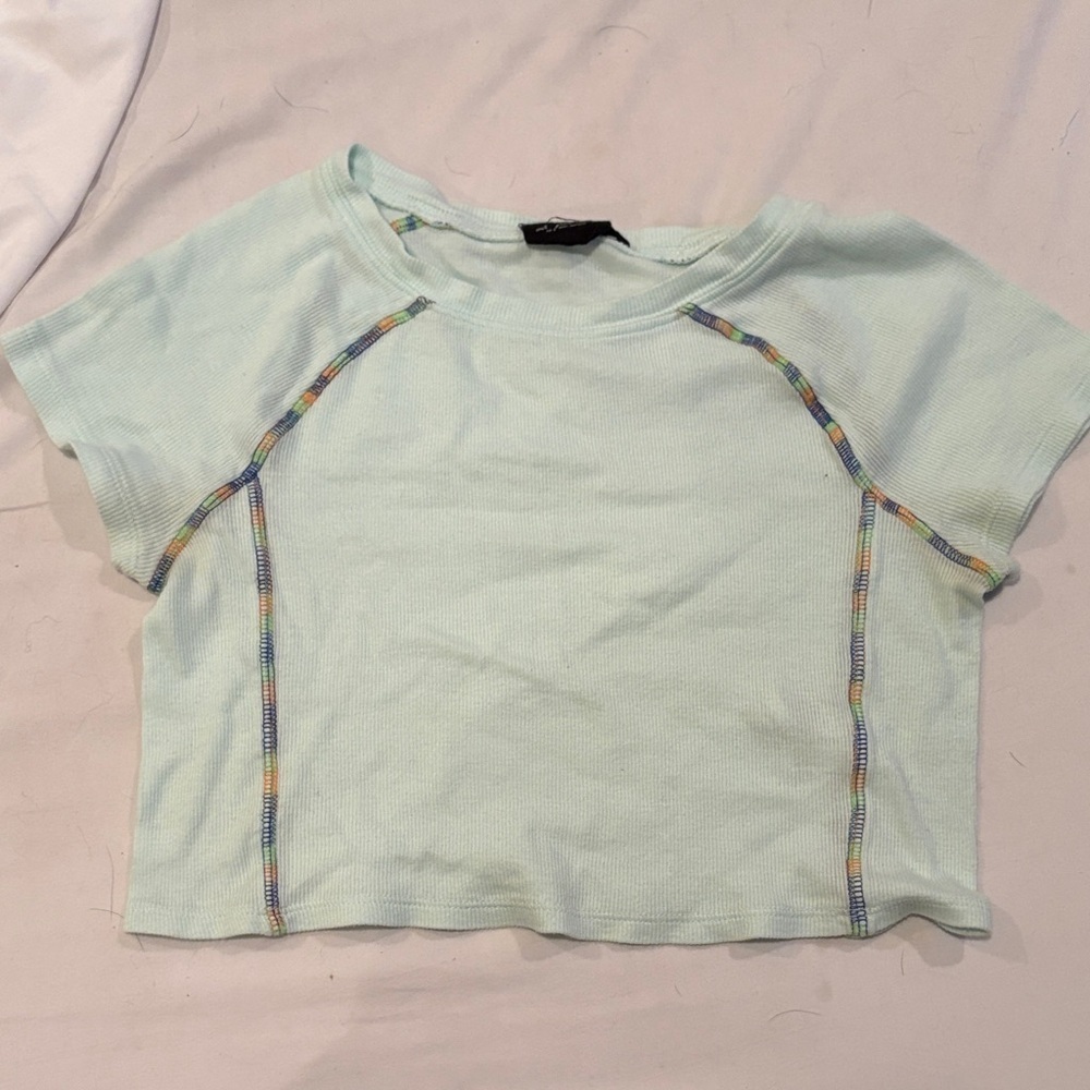 Women's light blue casual summer crop top size M